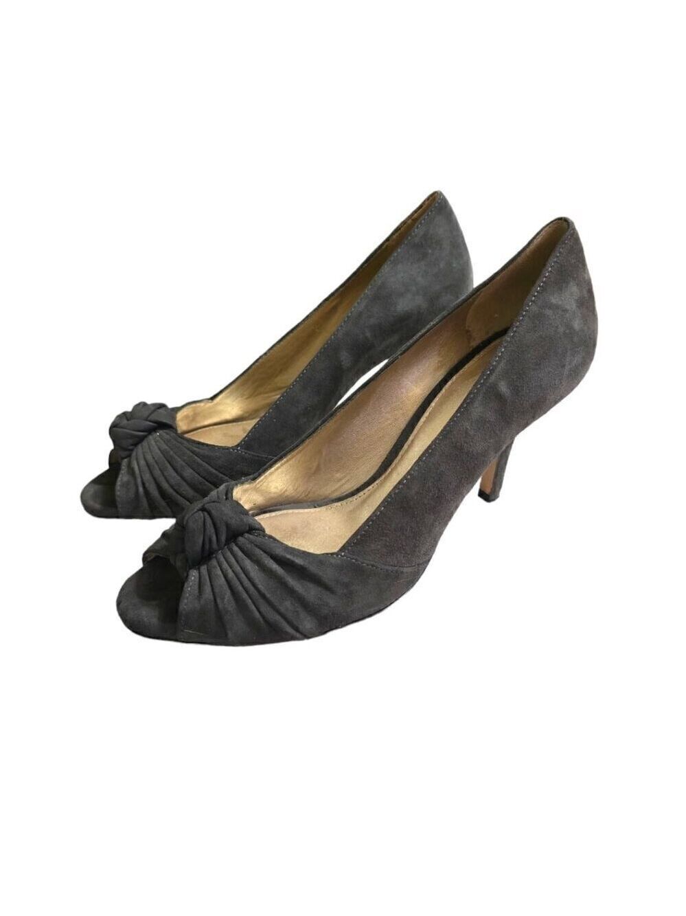 Antonio Melani Gray Franca Suede Peep Toe Stiletto Heels Sz 8M